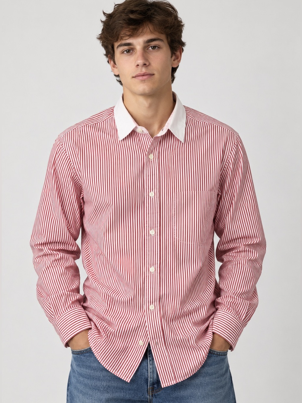 Polo Ralph Lauren Blake Classic Fit Red White Striped Button Down Shirt Mens M